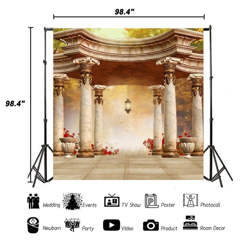 AOFOTO 8x8ft Romantic Wedding Royal Gazebo Background Classic Gloriette Photography Backdrop Vintage Garden Pavilion Retro Columns Photo Studio Props Ladies Girl Artistic Portrait Photoshoot Vinyl - Image 5